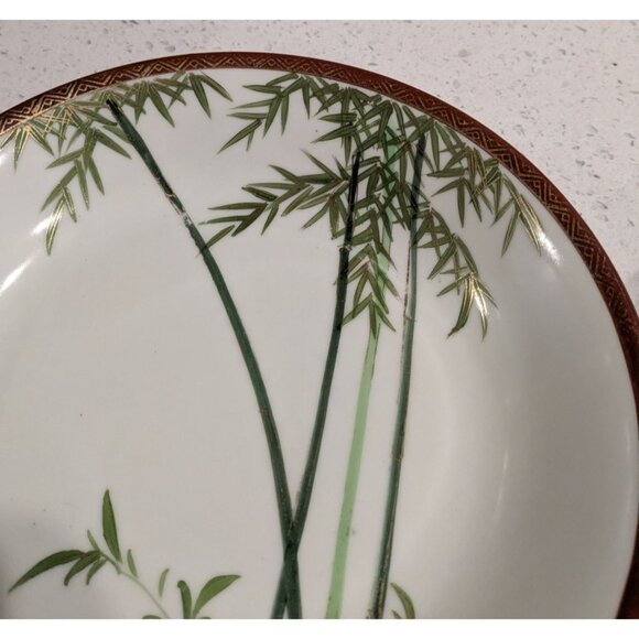 2 Kutani Eggshell China soup bowls Hand Painted Bamboo Geometric Border Japan Pr - Picture 7 of 11